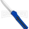 AKC F-20 Blue D/A OTF Automatic Dagger Knife - Satin Plain -Best Knife Shop AKC F 20 DA Dagger OTF Auto Blue Satin BHQ 141098 jr 2 large
