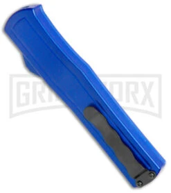 AKC F-20 Blue D/A OTF Automatic Dagger Knife - Satin Plain -Best Knife Shop AKC F 20 DA Dagger OTF Auto Blue Satin BHQ 141098 jr side 2 large