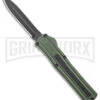 AKC F-20 OD Green Aluminum D/A OTF Automatic Knife - Dagger Black Plain -Best Knife Shop AKC F 20 DA Dagger OTF Auto OD Green Black BHQ 146285 jr large