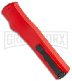 AKC F-20 Red D/A OTF Automatic Knife - Satin Plain -Best Knife Shop AKC F 20 DA Dagger OTF Auto Red Satin BHQ 140483 jr side large