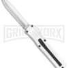 AKC F-20 White D/A OTF Automatic Knife - Dagger Satin Plain -Best Knife Shop AKC F 20 DA Dagger OTF Auto White Satin BHQ 141065 jr 2 large