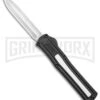 AKC F-20 Black W/ White Inlay D/A OTF Automatic Knife - Satin Plain -Best Knife Shop AKC F 20 DA SP OTF Auto Black White Inlay Satin BHQ 152917 jr large