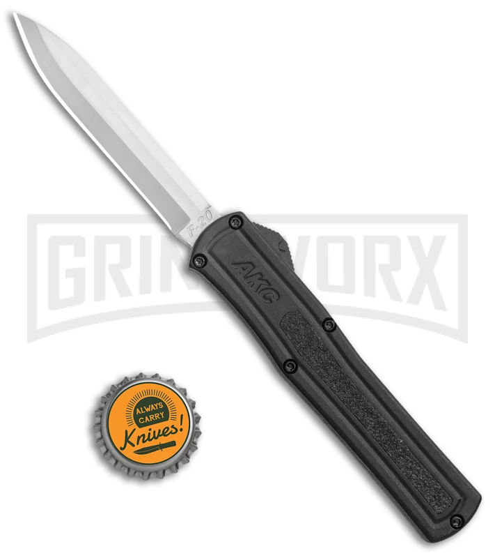 AKC F-20 Black D/A OTF Automatic Knife - Spear Point Satin Plain 6 AKC F-20 Black D/A OTF Automatic Knife - Spear Point Satin Plain - Image 4