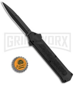 AKC F-16 Black Inlay D/A OTF Automatic Knife - Bayo Black Plain -Best Knife Shop AKC F DA Bayo OTF Black Inlay Black BHQ 83219 jr bottlecap large