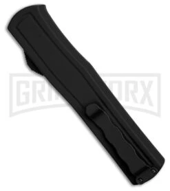 AKC F-20 D/A Dagger Black Aluminum OTF Automatic Knife - Two Tone Plain -Best Knife Shop AKC F20 DA Dagger OTF AK Black Alum 3in Two Tone BHQ 178763 td side large