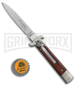 AKC 7.75" Bill DeShivs Leverletto Cocobolo Automatic Knife - Flat Grind -Best Knife Shop AKC Leverletto 7 75in cocobolo satin flat BHQ 75617 er bottlecap large