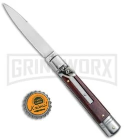 AKC 7.75" Slimline Lever Lock Cocobolo Automatic Knife - Flat -Best Knife Shop AKC Slimline LL Auto Cocobolo Satin Flat BHQ 79857 jr bottlecap large