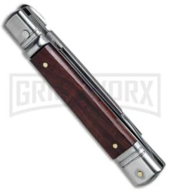 AKC 7.75" Slimline Lever Lock Cocobolo Automatic Knife - Flat -Best Knife Shop AKC Slimline LL Auto Cocobolo Satin Flat BHQ 79857 jr side large