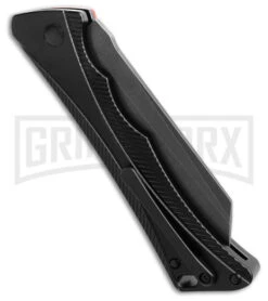 AKC Smarty Black W/Orange Bolster Automatic Knife Reverse Tanto - Black SW Plain -Best Knife Shop AKC Smarty AK Black w Orange Bolster 3in BSW BHQ 184665 td side large