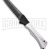 AKC Smarty Silver W/Black Bolster Automatic Knife Reverse Tanto - Black SW Plain