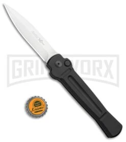 AKC X-treme Ace Black Automatic Knife - Satin Plain -Best Knife Shop AKC X TREME ACE Side Opening Automatic Knife Black Satin BHQ 100386 kp bottle cap large