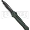 AKC X-treme Ace Dark Green Automatic Knife - Black Plain -Best Knife Shop AKC X TREME ACE Side Opening Automatic Knife Green Black BHQ 100385 kp open large