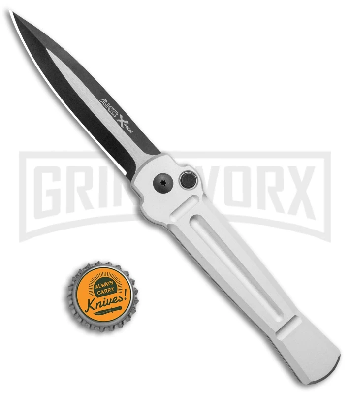 AKC X-treme Ace Silver Automatic Knife - Two Tone 6 AKC X-treme Ace Silver Automatic Knife - Two Tone - Image 4