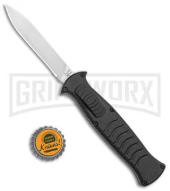 AKC X-treme EVO Black OTF Automatic Knife W/ Pocket Clip - Satin Plain -Best Knife Shop AKC X Treme EVO OTF Auto Black Satin DP BHQ 141226 jr bottlecap large