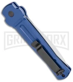 AKC X-treme ACE Blue Automatic Knife - Satin Plain -Best Knife Shop AKC X treme Ace Auto Blue Satin BHQ 105467 jr side large