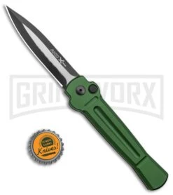 AKC X-treme Ace Green Automatic Knife - Black Two Tone Plain -Best Knife Shop AKC X treme Ace Auto Green Black TT ACE GTT BHQ 136921 jr bottlecap large