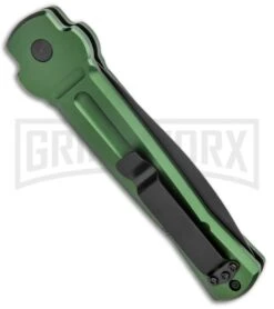 AKC X-treme Ace Green Automatic Knife - Black Two Tone Plain -Best Knife Shop AKC X treme Ace Auto Green Black TT ACE GTT BHQ 136921 jr side large
