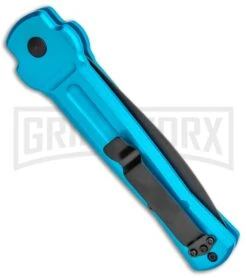 AKC X-treme ACE Light Blue Automatic Knife - Black -Best Knife Shop AKC X treme Ace Auto Light Blue Black ACE LBLB BHQ 115396 jr side large