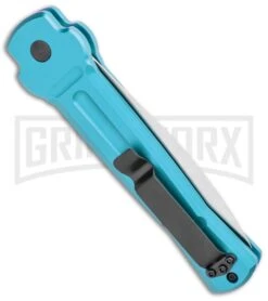 AKC X-treme ACE Light Blue Automatic Knife - Satin Plain -Best Knife Shop AKC X treme Ace Auto Light Blue Satin BHQ 105418 jr side large
