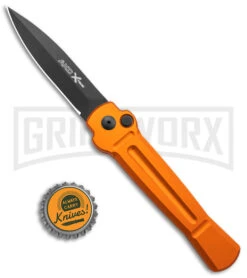 AKC X-treme Ace Automatic Knife - Orange -Best Knife Shop AKC X treme Ace Auto Orange Black BHQ 136123 jr bottlecap large
