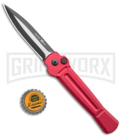 AKC X-treme Ace Red Automatic Knife - Two Tone Plain -Best Knife Shop AKC X treme Ace Auto Red TT BHQ 143382 jr bottlecap large