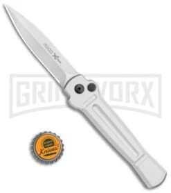 AKC X-treme Ace Silver Automatic Knife - Satin Plain 9 AKC X-treme Ace Silver Automatic Knife - Satin Plain -Best Knife Shop AKC X treme Ace Auto Silver Satin BHQ 113920 jr bottlecap large