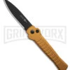 AKC X-treme Ace1 Gold Aluminum Automatic Knife - Black Plain -Best Knife Shop AKC X treme Ace Automatic Knife Gold 3in Black BHQ 189017 td large