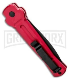 AKC X-treme Ace Red Automatic Knife - Black Plain -Best Knife Shop AKC X treme Ace Automatic Knife Red 3.6 Black BHQ 123056 LS Side large