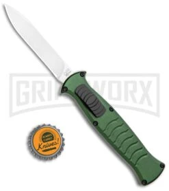AKC X-treme EVO Green OTF Automatic Knife - Satin Plain -Best Knife Shop AKC X treme EVO OTF Auto Green Satin BHQ 105417 jr bottlecap large