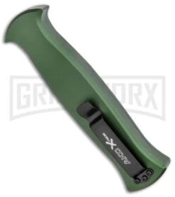 AKC X-treme EVO Green OTF Automatic Knife - Satin Plain -Best Knife Shop AKC X treme EVO OTF Auto Green Satin DE Dagger BHQ 134949 jr side 2 large 1