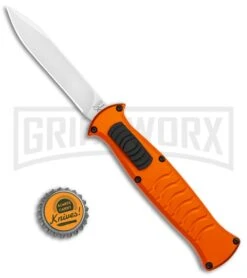 AKC X-treme EVO Orange OTF Automatic Knife - Satin Plain -Best Knife Shop AKC X treme EVO OTF Auto Orange Satin BHQ 114657 jr bottlecap large