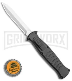 AKC X-treme EVO Black OTF Automatic Knife - Satin Plain Dagger -Best Knife Shop AKC X treme EVO OTF Automatic Knife Black 3.5 Satin Dagger BHQ 119723 LS Bottlecap large