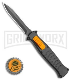 AKC X-treme EVO Black / Orange Slide OTF Automatic Knife - Black Plain Dagger -Best Knife Shop AKC X treme EVO OTF Automatic Knife Black Orange Slide 3.5 Black Dagger BHQ 119626 LS Bottlecap large