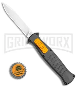 AKC X-treme EVO Black / Orange Slide OTF Automatic Knife - Satin Plain -Best Knife Shop AKC X treme EVO OTF Automatic Knife Black Orange Slide 3.5in Satin BHQ 114879 LS Bottlecap large