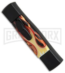 AKC Minion Concord Flames OTF Automatic Knife - Black Flat -Best Knife Shop AKC minion concord flames black flat BHQ 19002 er side large