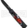 AKC Minion Concord Red/White Skull OTF Automatic Knife - Black Flat -Best Knife Shop AKC minion concord red white skull black flat BP 19001 er large