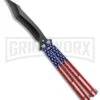 American Flag Balisong Butterfly Knife Black - Blade Pain -Best Knife Shop American Flag Balisong Butterfly Black Blade BF 202 5 GX 37597 jr large