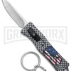 American Flag Mini Dog Tag Gray Carbon Fiber D/A OTF Auto Knife -Satin Plain
