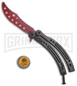 Andux CS Black Balisong Butterfly Trainer - Cracked Red Holes -Best Knife Shop Andux C S Black Balisong Butterfly Trainer Cracked Red Holes A0002975 BP 24576 jr bottlecap large