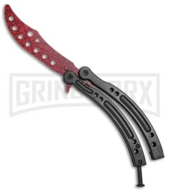 Andux CS Black Balisong Butterfly Trainer - Cracked Red Holes