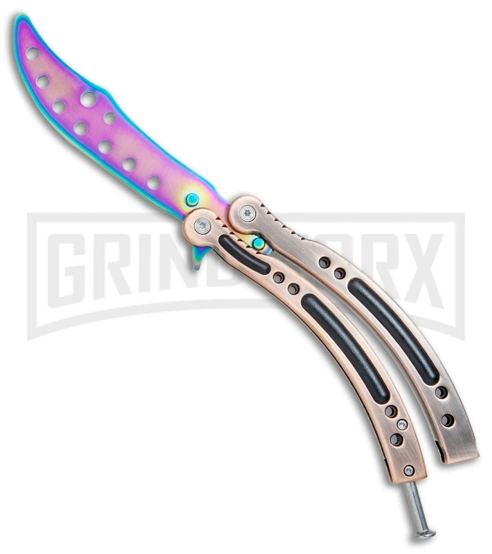 Andux CS Bronze/Black Balisong Butterfly Trainer - Spectrum Holes 3 Andux CS Bronze/Black Balisong Butterfly Trainer - Spectrum Holes