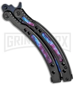 Andux CS Stardust/Black Balisong Butterfly Trainer - Stardust Holes -Best Knife Shop Andux C S Stardust Black Balisong Butterfly Trainer Stardust Holes AB000934 BP 24580 jr side large