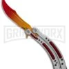 Andux CS Balisong Silver Butterfly Knife W/ Red Inlays - Bowie Gold/Red Plain