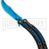 Andux CS Black Balisong Butterfly Knife W/ Blue Inlays - Bowie Blue Plain