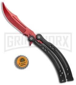 Andux CS Red/Black Balisong Butterfly Kinfe W/Black Handle/ Inlays -Red Plain -Best Knife Shop Andux CS Red Black Balisong Butterfly Black Inlay Bowie Red Plain GX 35607 jr bottlecap large