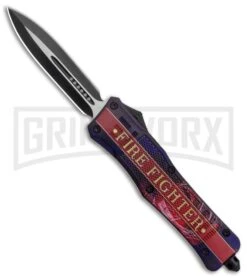 Atomic Defender Large OTF Automatic Knife Fire Fighter - Dagger Two-Tone