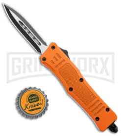 Atomic Defender Mini OTF Automatic Knife Orange - Two Tone Dagger -Best Knife Shop Atomic Defender Mini OTF Auto Orange TT Dagger BHQ 141104 jr bottlecap large