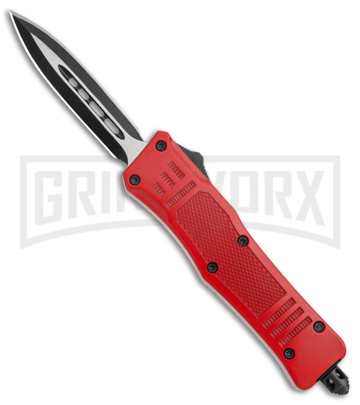 Atomic Defender Mini Red OTF Automatic Dagger Knife - Two Tone Plain 3 Atomic Defender Mini Red OTF Automatic Dagger Knife - Two Tone Plain