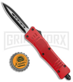 Atomic Defender Mini Red OTF Automatic Dagger Knife - Two Tone Plain 11 Atomic Defender Mini Red OTF Automatic Dagger Knife - Two Tone Plain -Best Knife Shop Atomic Defender Mini OTF Auto Red TT Dagger BHQ 141076 jr bottlecap 2 large