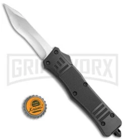 Atomic Defender Large OTF Automatic Knife Black - Satin Recurve Tanto -Best Knife Shop Atomic Defender OTF Recurve Tanto Black Satin 6PA21 55B BP 19783 jr bottlecap large
